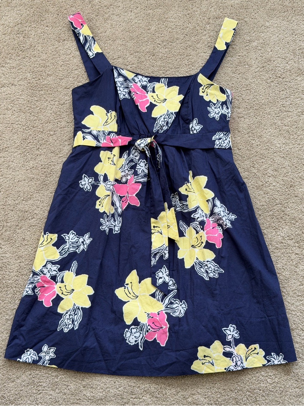 Lilly Pulitzer Navy Sundress with Yellow & Pink Floral Print